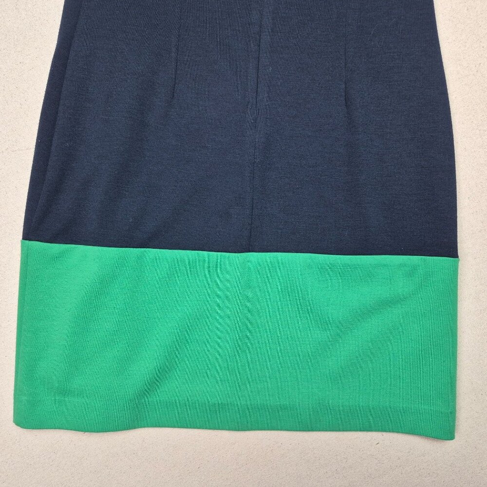 Banana Republic Bodycon Midi Dress Blue/Green Sz 2 Round Neck Zip 80's VINTAGE - Picture 7 of 7